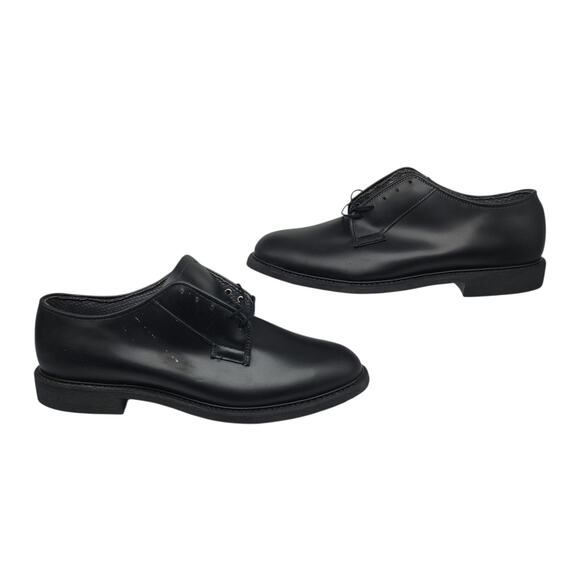 Bates Shoes Mens 11 Black Dress Military Low Tops Satin Matte Vibram Heeled - Picture 1 of 13